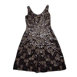 Etcetera Allegro Rhapsody Tank A Line Dress Polka Dot Reflective Lined Size 8